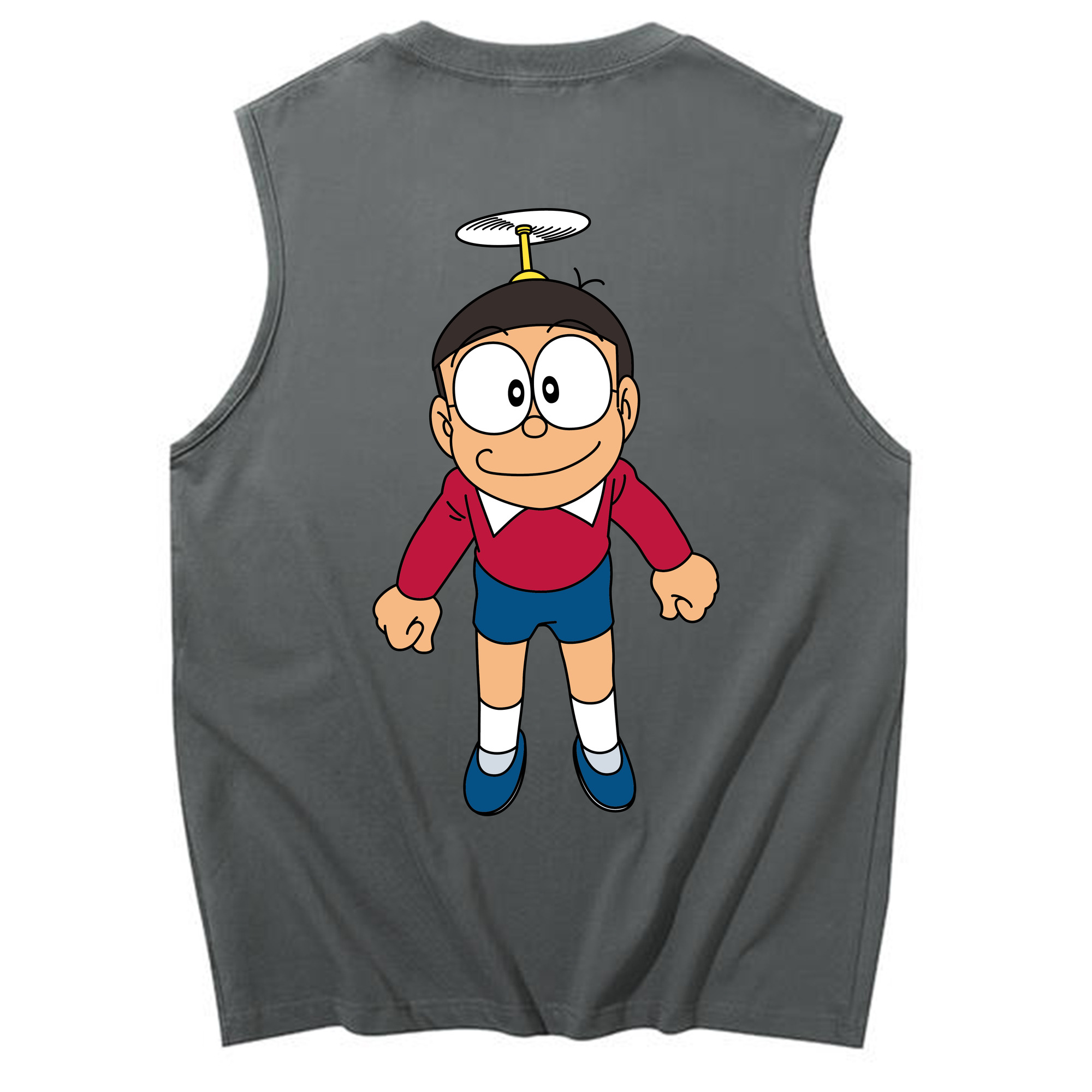 （画像用） ドラえもん 野比 のび太 Doraemon Nobita Nobi コットン100％タンクトップ（背面プリント）